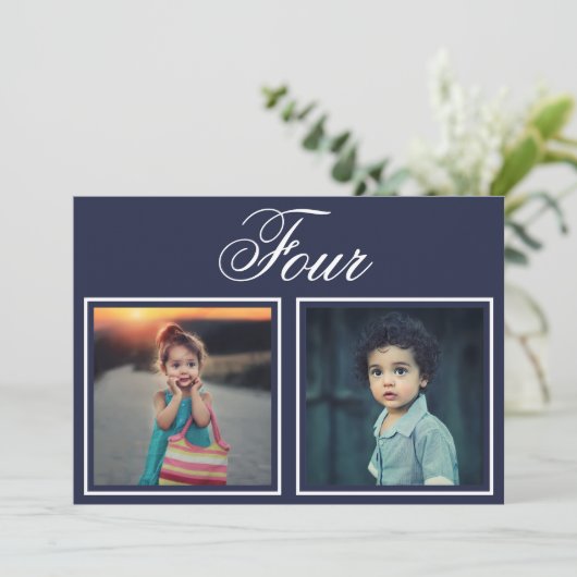 新郎新婦の年齢エレガント級海軍のテーブル番号 招待状 (スタンド正面)