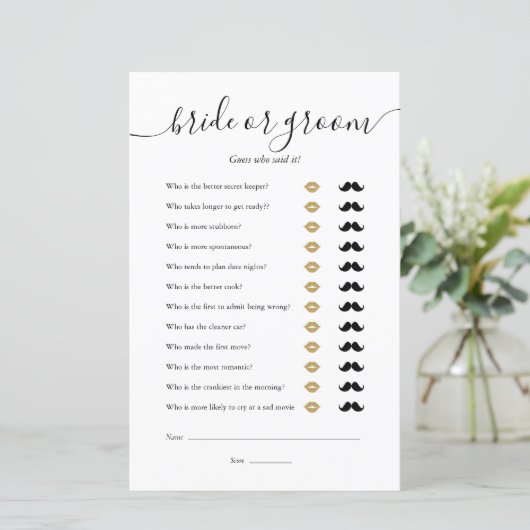 新郎新婦の推測ブライダルシャワーゲーム (スタンド正面)