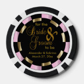 新郎新婦の日付を保存する – ピンク ポーカーチップ (裏面)