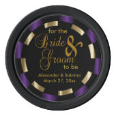 新郎新婦の日付を保存する – 紫 ポーカーチップ (裏面)