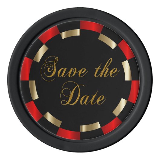 新郎新婦の日付を保存する – 赤 ポーカーチップ (正面)
