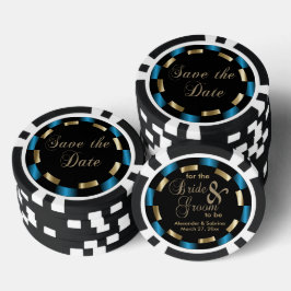 新郎新婦の日付を保存する – 青 ポーカーチップ