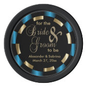 新郎新婦の日付を保存する – 青 ポーカーチップ (裏面)