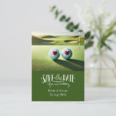 新郎新婦の日結婚付をゴルフ ポストカード (スタンド正面)