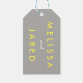 新郎新婦の日結婚付ギフトラベルイエローグレー ギフトタグ (正面)