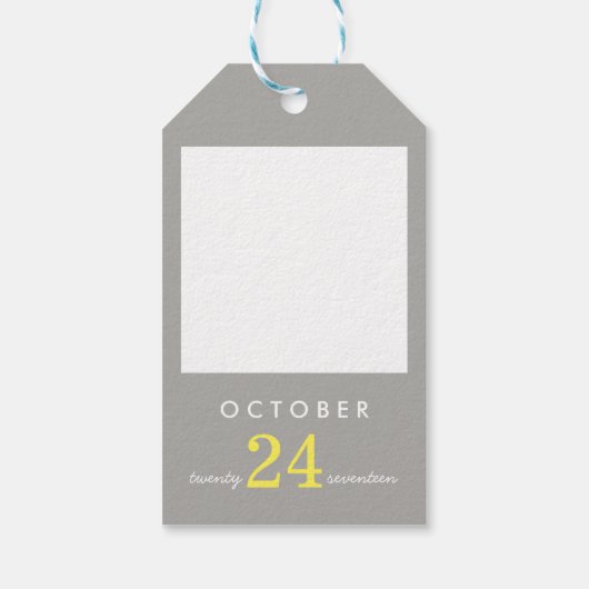 新郎新婦の日結婚付ギフトラベルイエローグレー ギフトタグ (裏面)