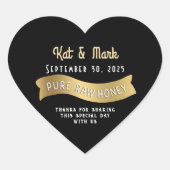 新郎新婦の日結婚付金ゴールドバナーハートハニー ハートシール (正面)