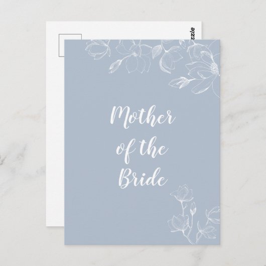 新郎新婦の母ダスティブルーホワイトマグノリアス ポストカード (正面/裏面)