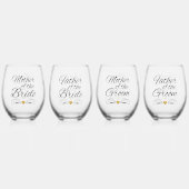 新郎新婦の母 |金ゴールドのハート ステムなしワイングラス (裏面)