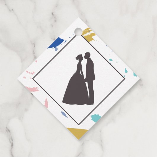 新郎新婦の灰色のシルエット フェイバータグ (裏面)