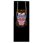 新郎新婦の砂糖スカル死ぬまで私たちパーティー ワインギフトバッグ (正面)