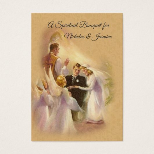 新郎新婦の結婚スピリチュアルブーケホーリーカード (正面)