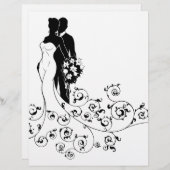 新郎新婦の結婚ブライダルドレスシルエット (正面/裏面)