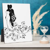 新郎新婦の結婚ブライダルドレスシルエット フォトプラーク (側面)