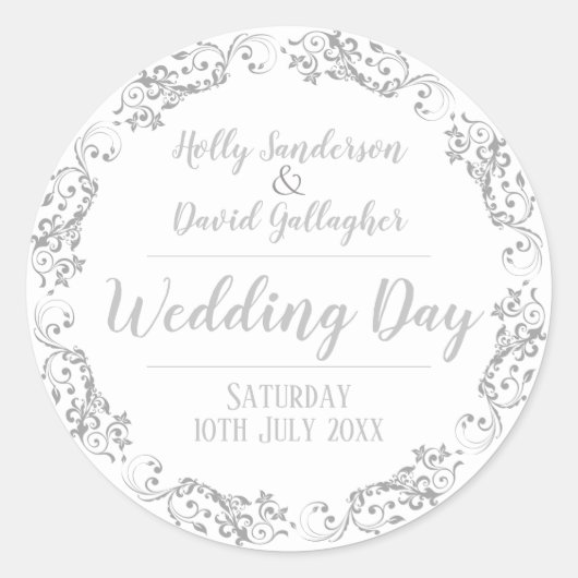 新郎新婦の結婚式 ラウンドシール (正面)