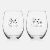 新郎新婦の結婚披露宴カスタマイズ ステムなしワイングラス (正面)