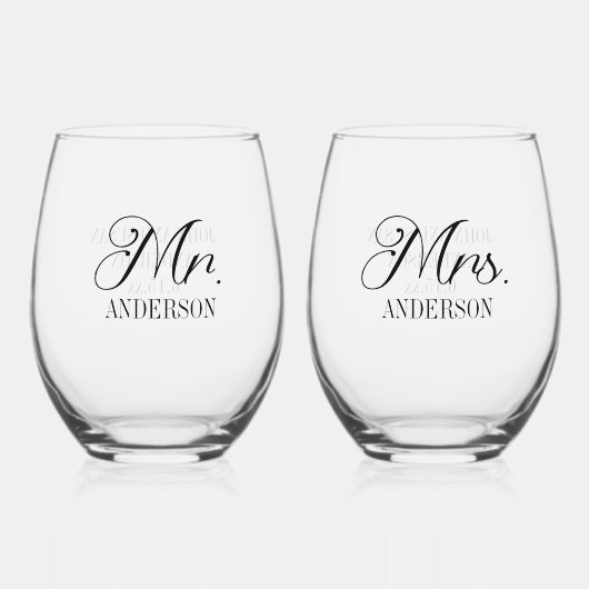 新郎新婦の結婚披露宴カスタマイズ ステムなしワイングラス (正面)