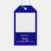 新郎新婦の結婚日付ギフトラベルネイビーピンク ギフトタグ (裏面)