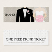 新郎新婦の結婚無料ドリンク券カード (正面&裏面)