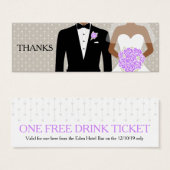 新郎新婦の結婚無料ドリンク券カード (正面&裏面)