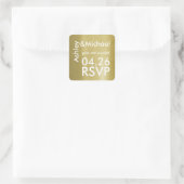 新郎新婦の金ゴールドフェイク結婚式の出欠 スクエアシール (バッグ)