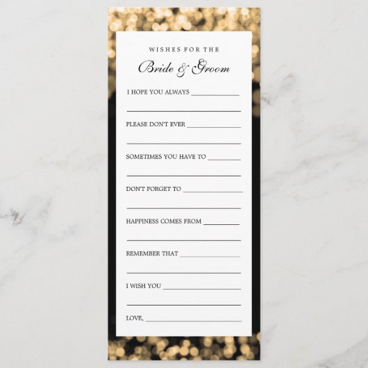 新郎新婦の金ゴールド灯の願い アドバイスカード (正面)