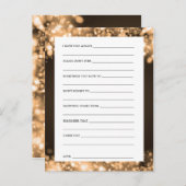 新郎新婦の金ゴールド灯の願きらめくい アドバイスカード (正面/裏面)