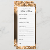 新郎新婦の金ゴールド灯の願きらめくい アドバイスカード (正面/裏面)