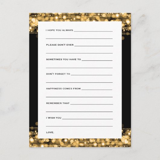 新郎新婦への願いパーティー輝く金ゴールド アドバイスカード (正面)