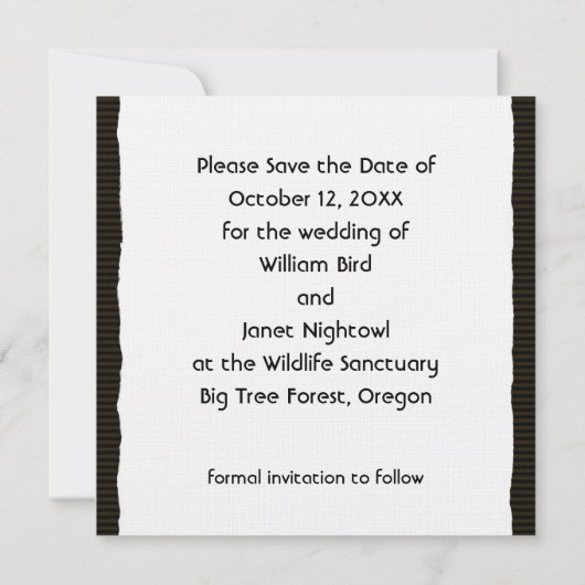 新郎新婦を結婚しているかわいいフクロウは日付を救います セーブザデート (裏面)