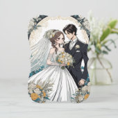 新郎新婦アニメ結婚式招待状 (スタンド正面)