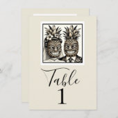 新郎新婦アロハパイナップルティキテーブル番号 招待状 (正面/裏面)