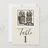 新郎新婦アロハパイナップルティキテーブル番号 招待状 (裏面)