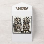 新郎新婦アロハパイナップルティキヘッド結婚ズ オールインワン招待状 (外側)