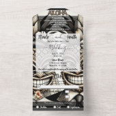 新郎新婦アロハパイナップルティキヘッド結婚ズ オールインワン招待状 (内側)