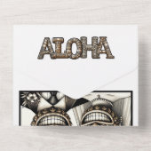 新郎新婦アロハパイナップルティキヘッド結婚ズ オールインワン招待状 (裏面)