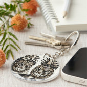 新郎新婦アロハパイナップルティキヘッド結婚ズ キーホルダー (正面右)