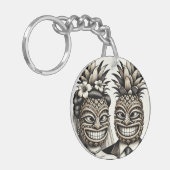 新郎新婦アロハパイナップルティキヘッド結婚ズ キーホルダー (正面左)