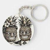 新郎新婦アロハパイナップルティキヘッド結婚ズ キーホルダー (裏面)