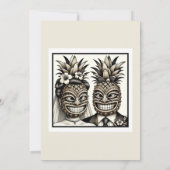 新郎新婦アロハパイナップルティキヘッド結婚ズ 招待状 (裏面)