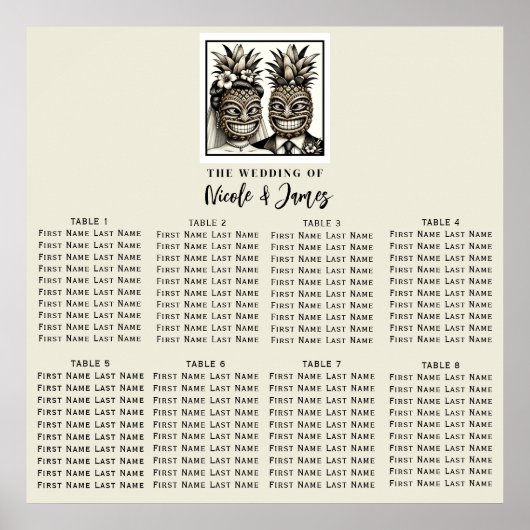 新郎新婦アロハパイナップルティキ結婚の席 ポスター (正面)