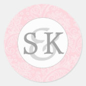 新郎新婦イニシャルモノグラム封筒用シールピンク ラウンドシール (正面)