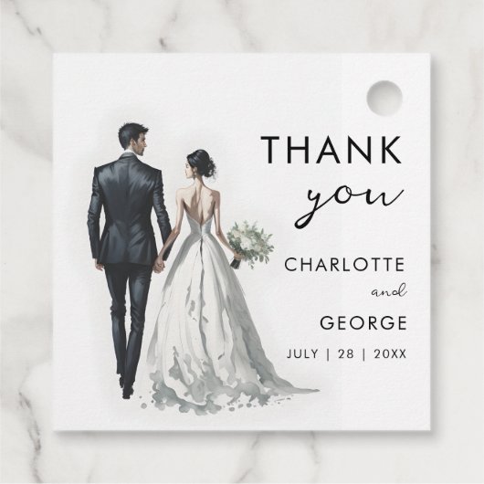 新郎新婦イラストレーション結婚式の引き出物 フェイバータグ (裏面)