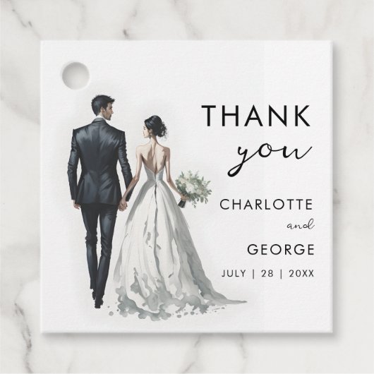 新郎新婦イラストレーション結婚式の引き出物 フェイバータグ (正面)