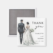 新郎新婦イラストレーション結婚式の引き出物 マグネット (正面/裏面)