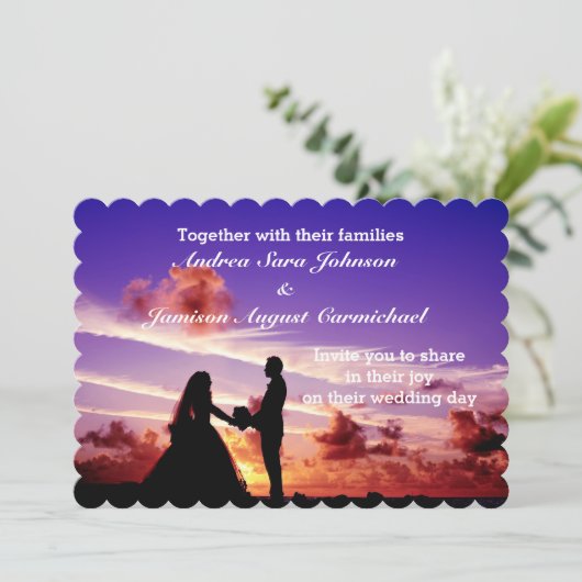 新郎新婦インサンセット結婚式招待状 招待状 (スタンド正面)