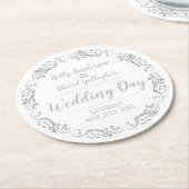 新郎新婦ウエディングデー披露宴 ラウンドペーパーコースター (アングル)