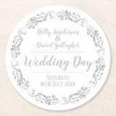 新郎新婦ウエディングデー披露宴 ラウンドペーパーコースター (正面)