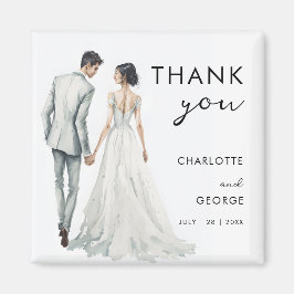 新郎新婦ウォーターカラーイラストレーション結婚式の引き出物 マグネット