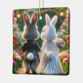 新郎新婦ウサギ セラミックオーナメント (左)
